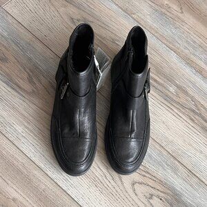 GEOX Black Leather Ankle Boots